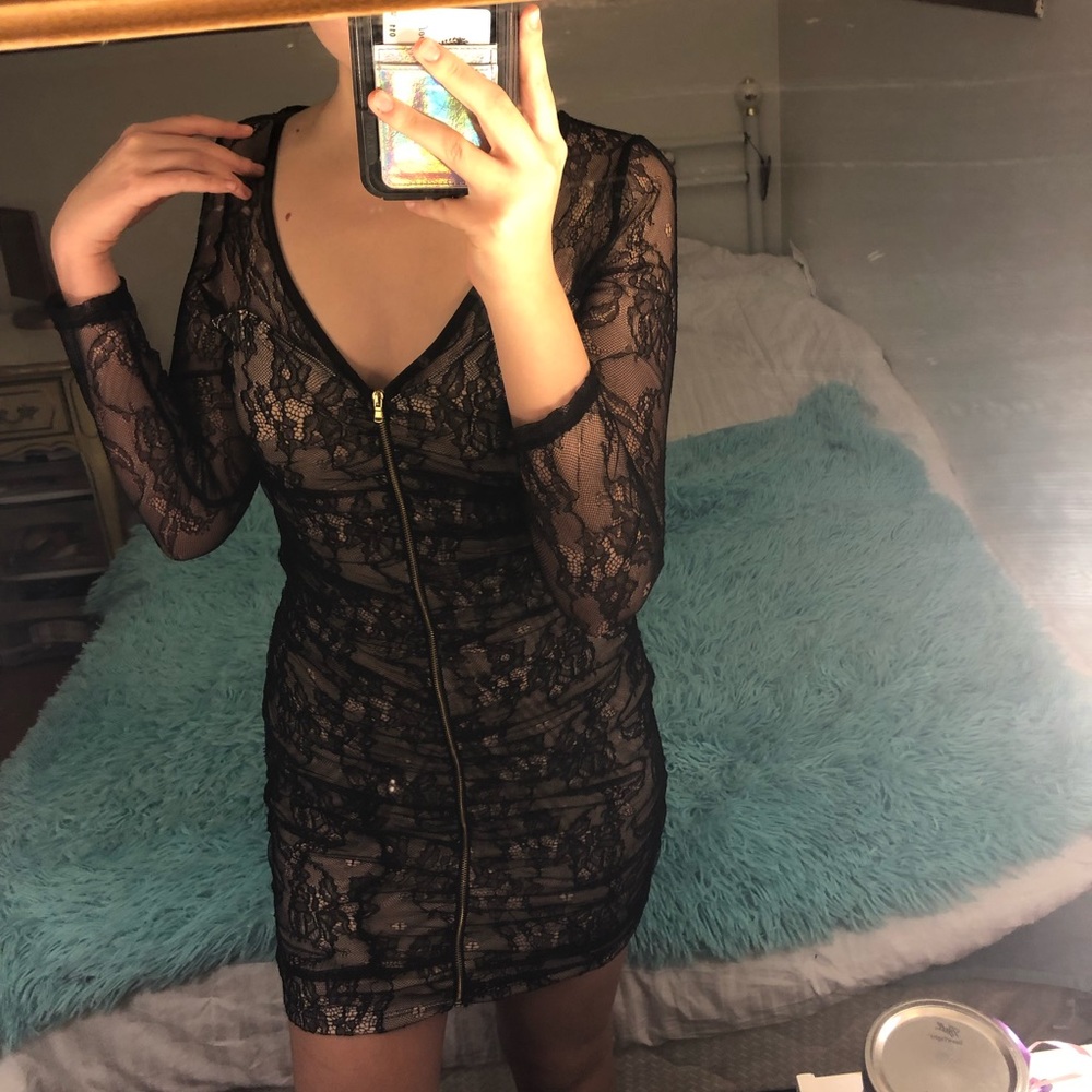 Black laced mini dress